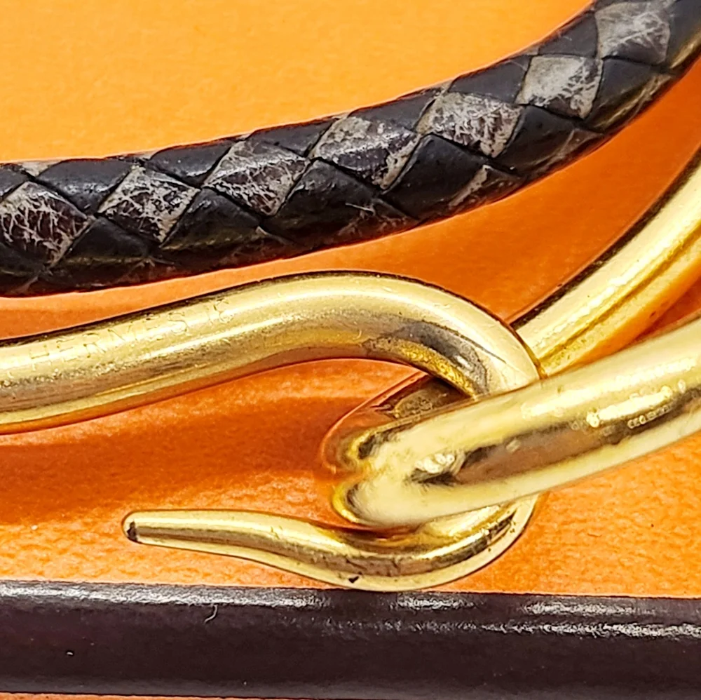 Hermes Gold Jumbo Hook Double Wrapped Bracelet Or Choker - Picture 7 of 7